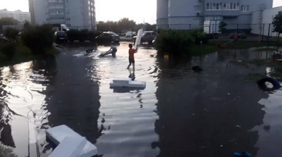 В Рязани после ливня затопило несколько дворов